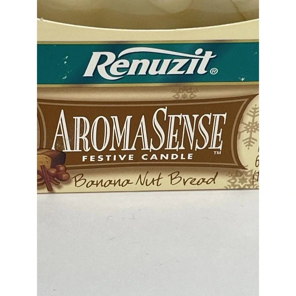 VTG Renuzit Aromasense  Banana Nut Bread Glass Candle, 6.5 Oz NOS 2000